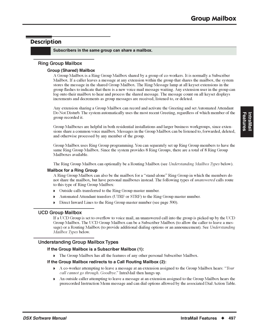 NEC P, N 1093100 software manual Ring Group Mailbox, UCD Group Mailbox, Understanding Group Mailbox Types 