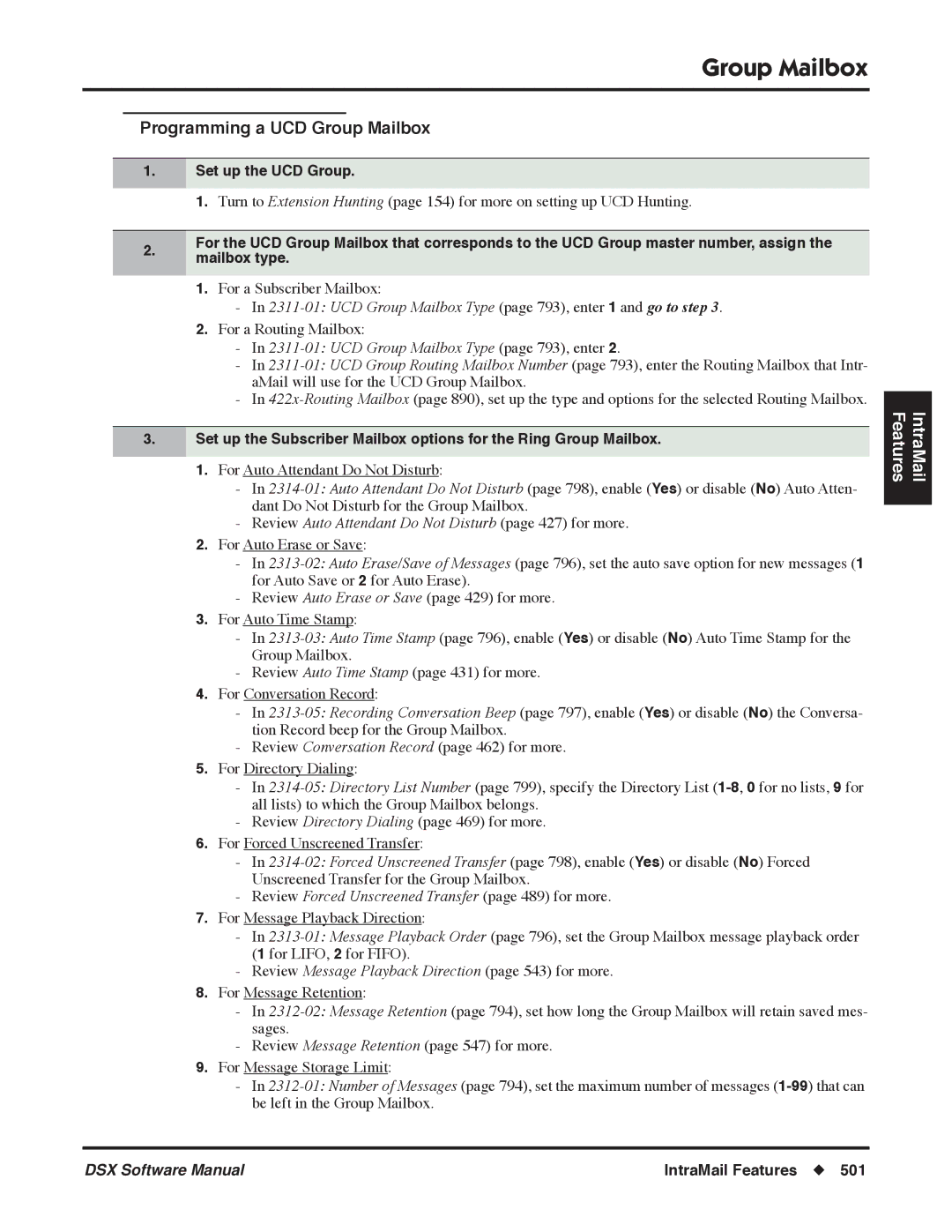 NEC N 1093100 Programming a UCD Group Mailbox, Set up the UCD Group, UCD Group Mailbox Type page 793, enter 