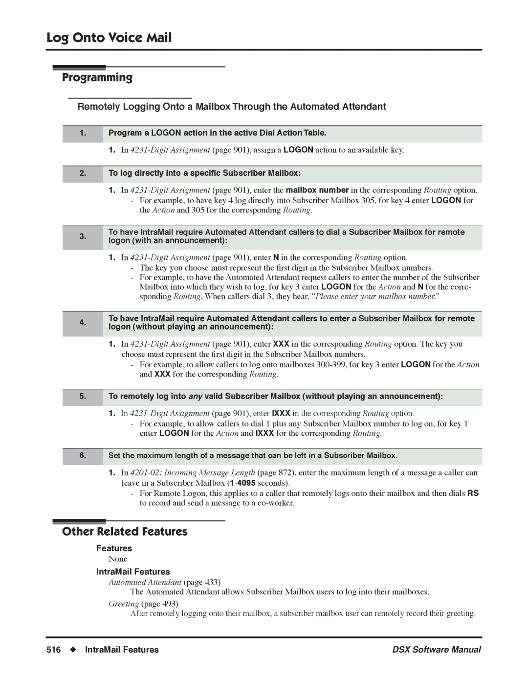 NEC N 1093100 software manual Program a Logon action in the active Dial Action Table 