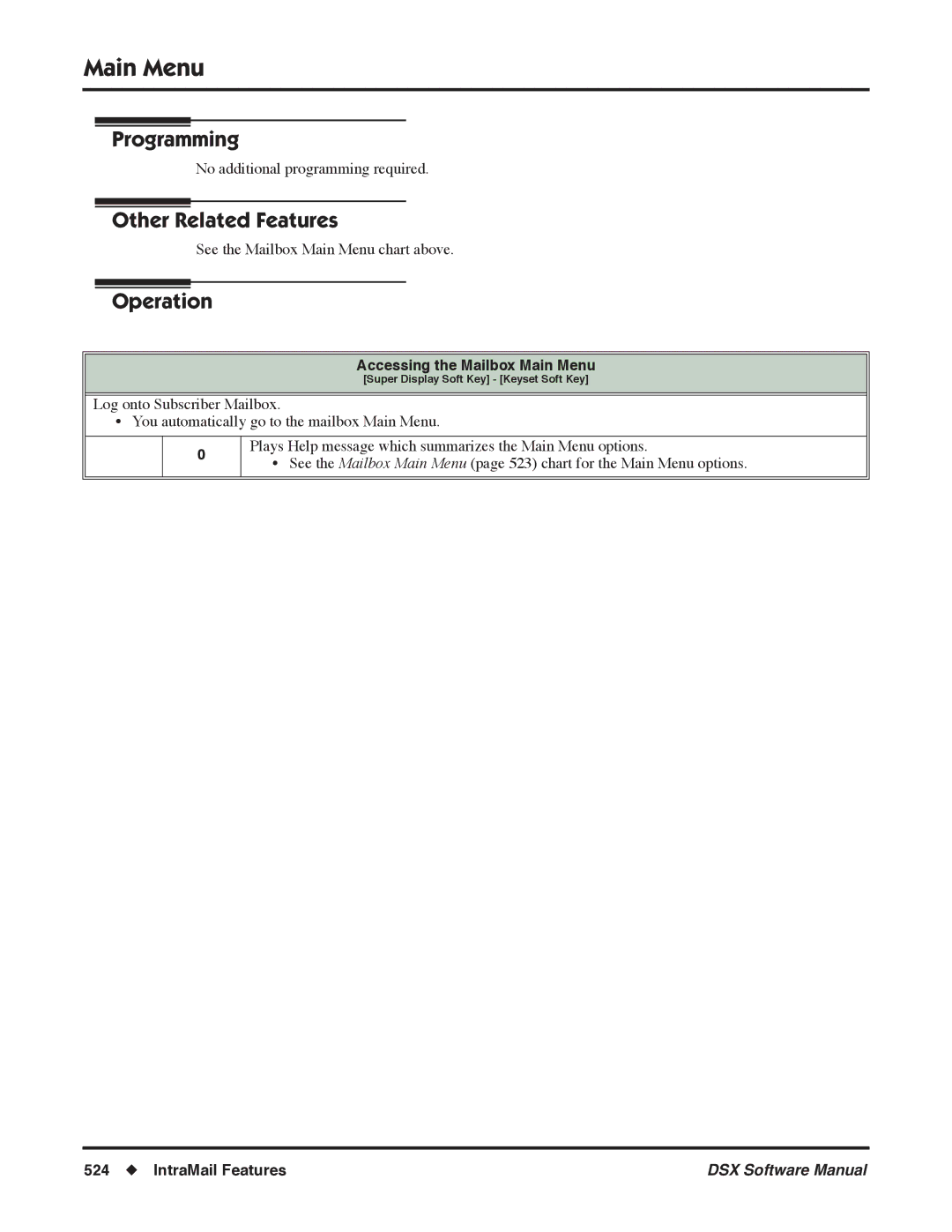 NEC N 1093100, P software manual Accessing the Mailbox Main Menu 