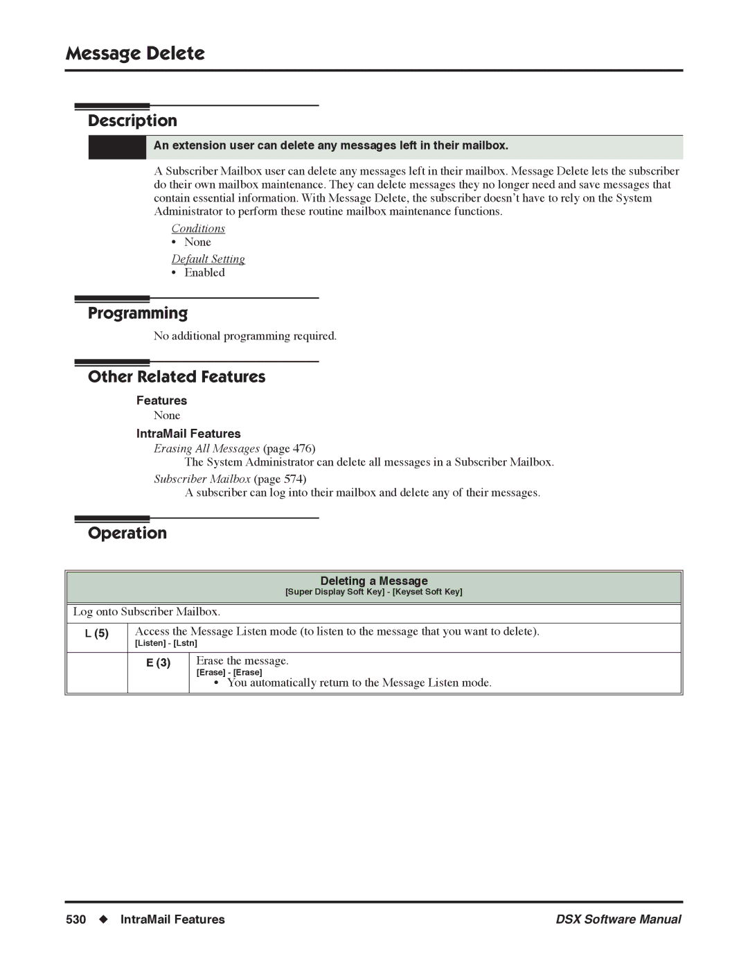 NEC N 1093100, P software manual Message Delete, Erasing All Messages 