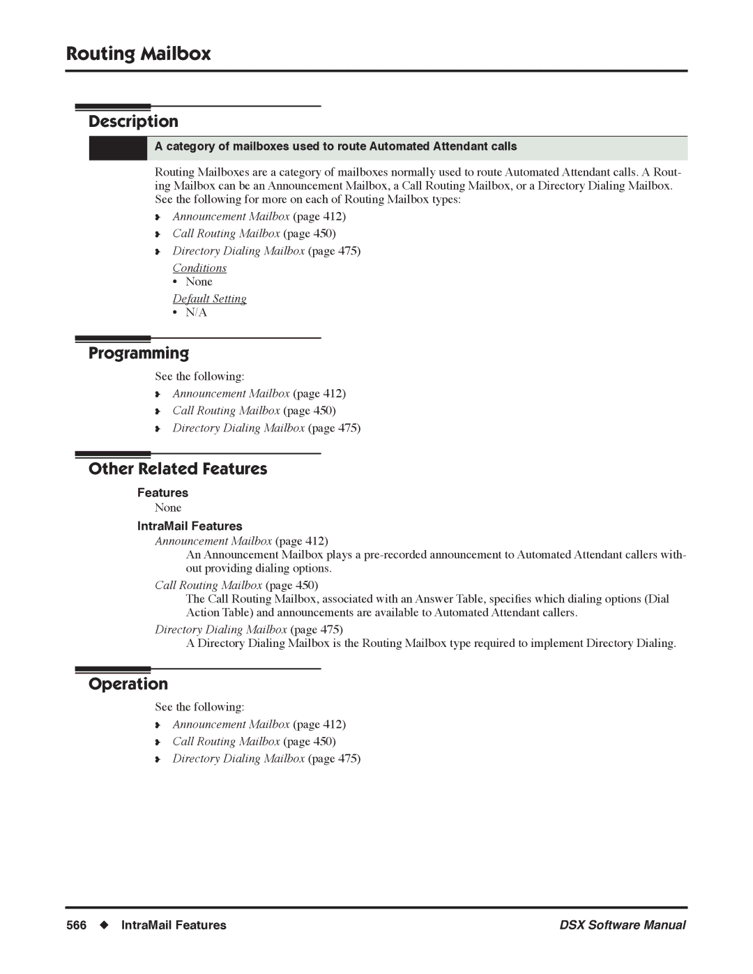 NEC N 1093100, P software manual Routing Mailbox, Announcement Mailbox 