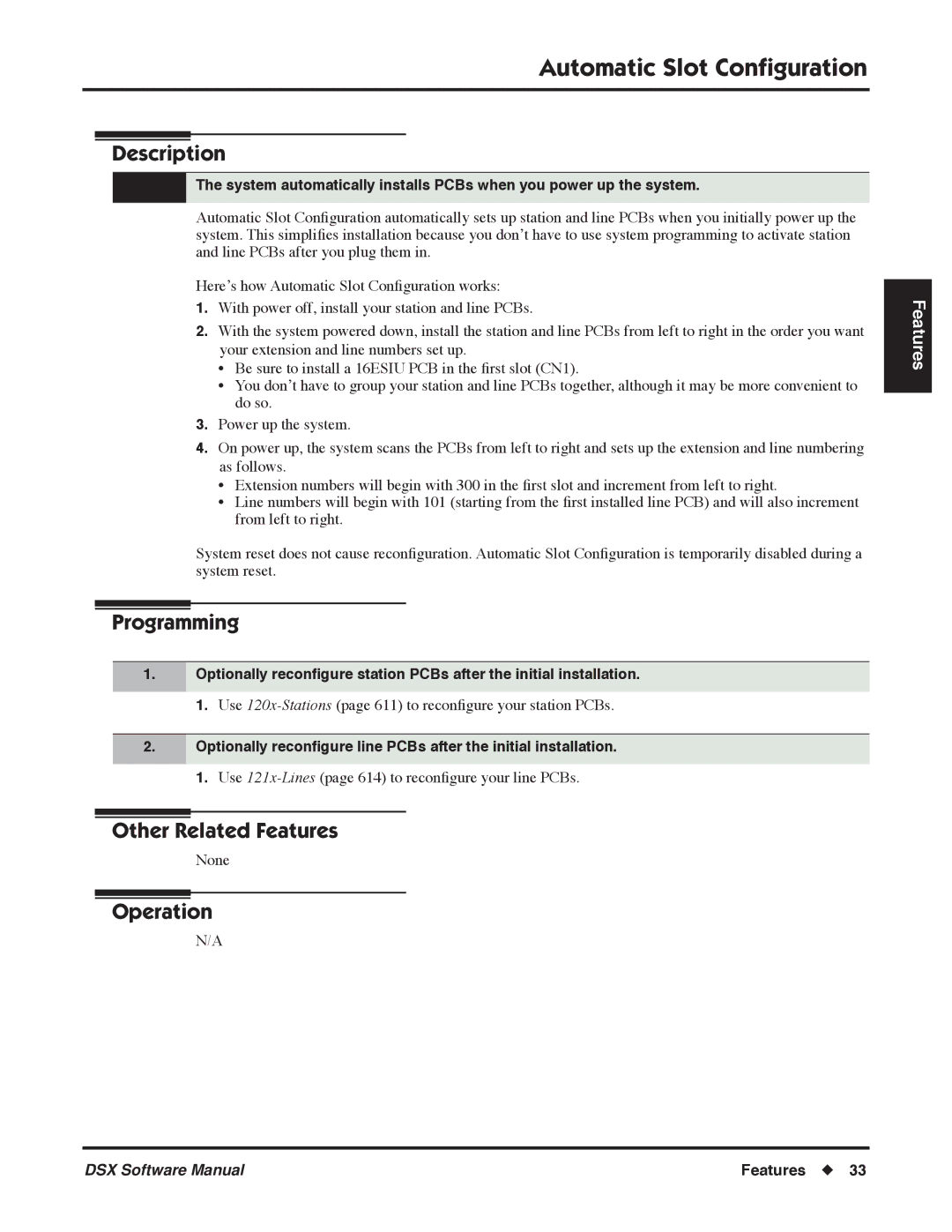 NEC P, N 1093100 software manual Automatic Slot Conﬁguration 