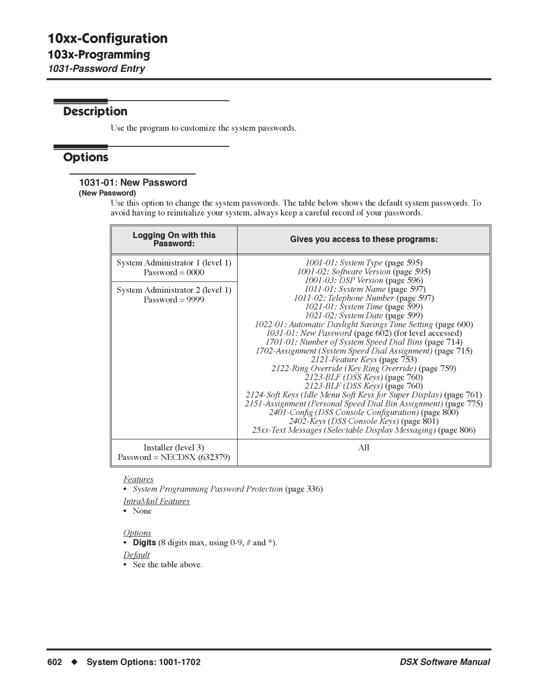 NEC N 1093100 software manual New Password, Logging On with this Gives you access to these programs 