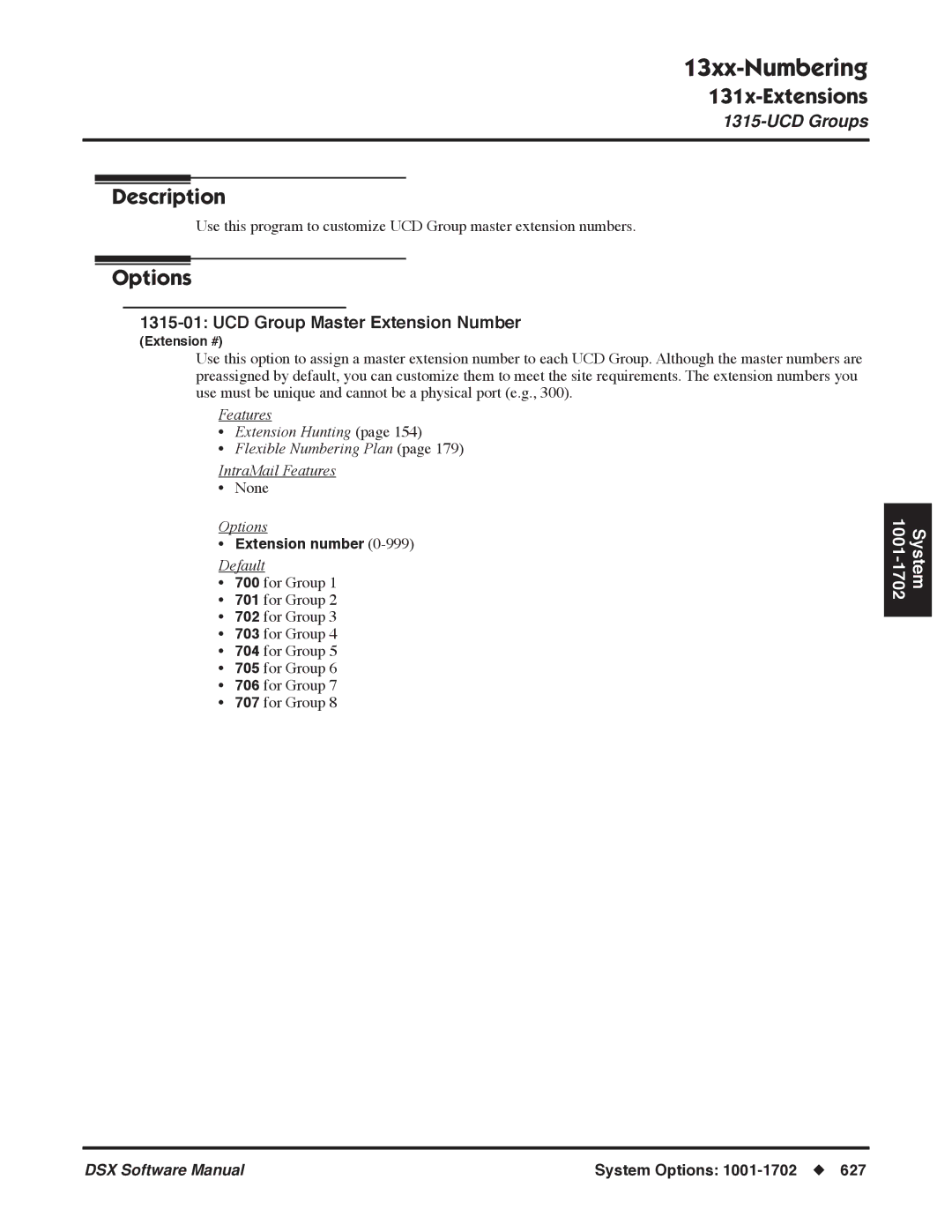 NEC P, N 1093100 software manual UCD Group Master Extension Number 