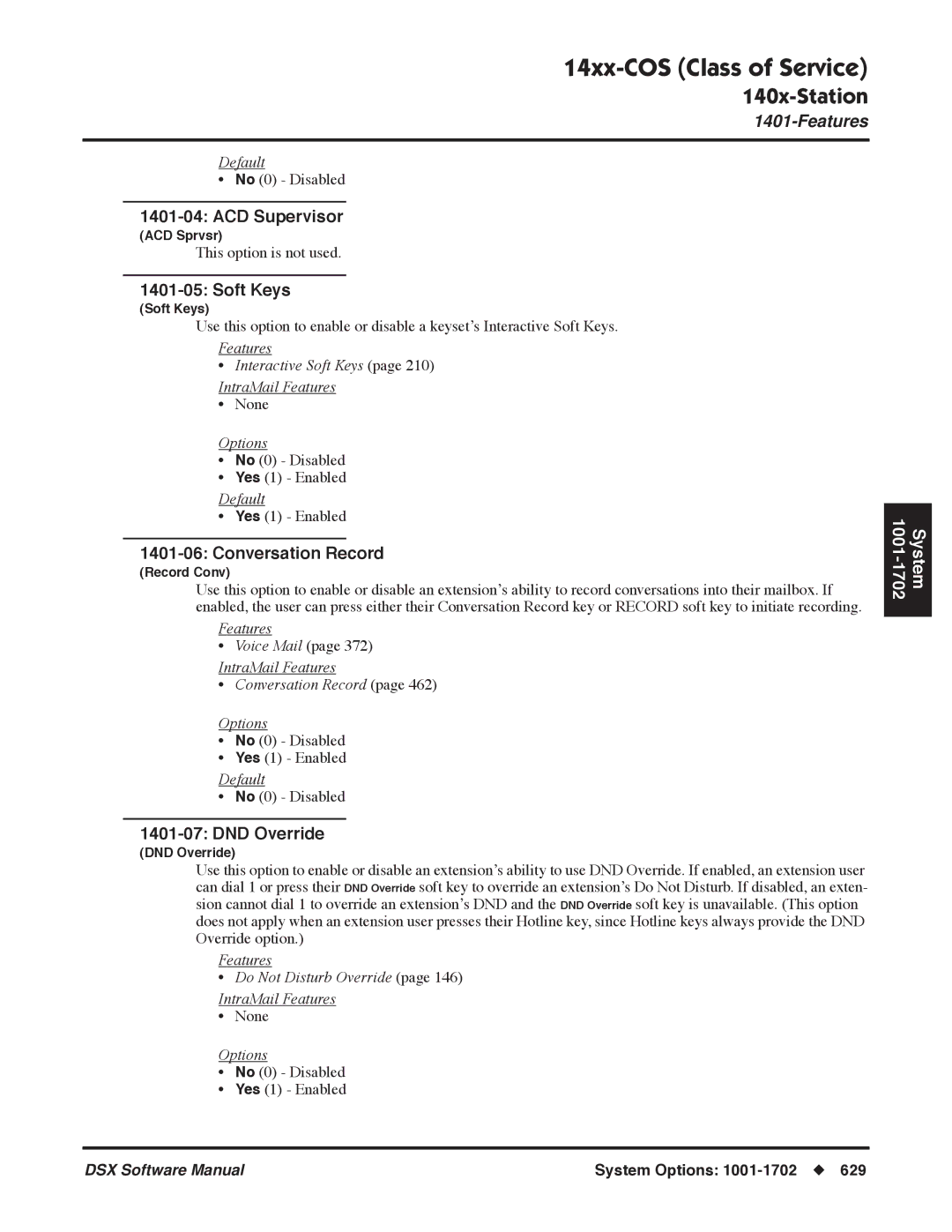 NEC P, N 1093100 software manual ACD Supervisor, DND Override, Features Interactive Soft Keys IntraMail Features 