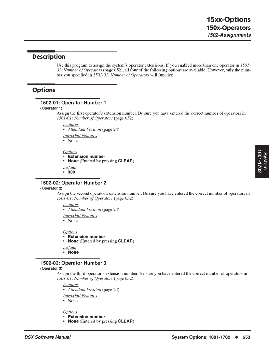 NEC P, N 1093100 software manual Operator Number, None 