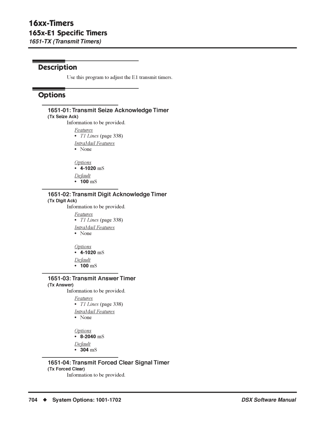 NEC N 1093100, P software manual Transmit Seize Acknowledge Timer, Transmit Digit Acknowledge Timer, Transmit Answer Timer 