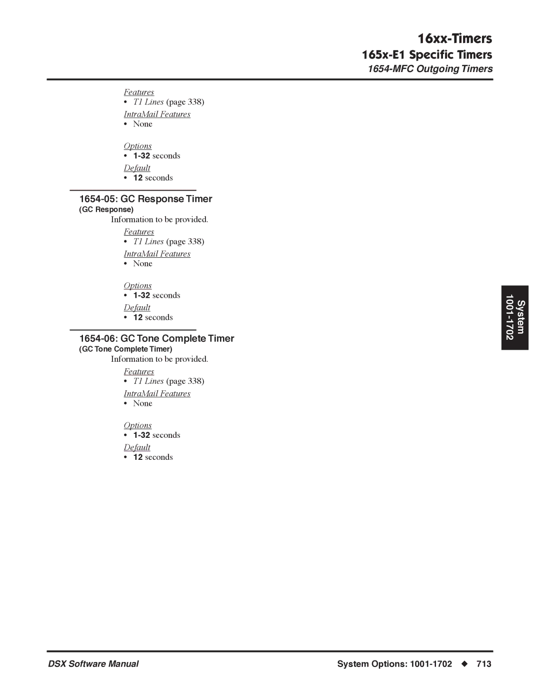 NEC P, N 1093100 software manual GC Response Timer, GC Tone Complete Timer 