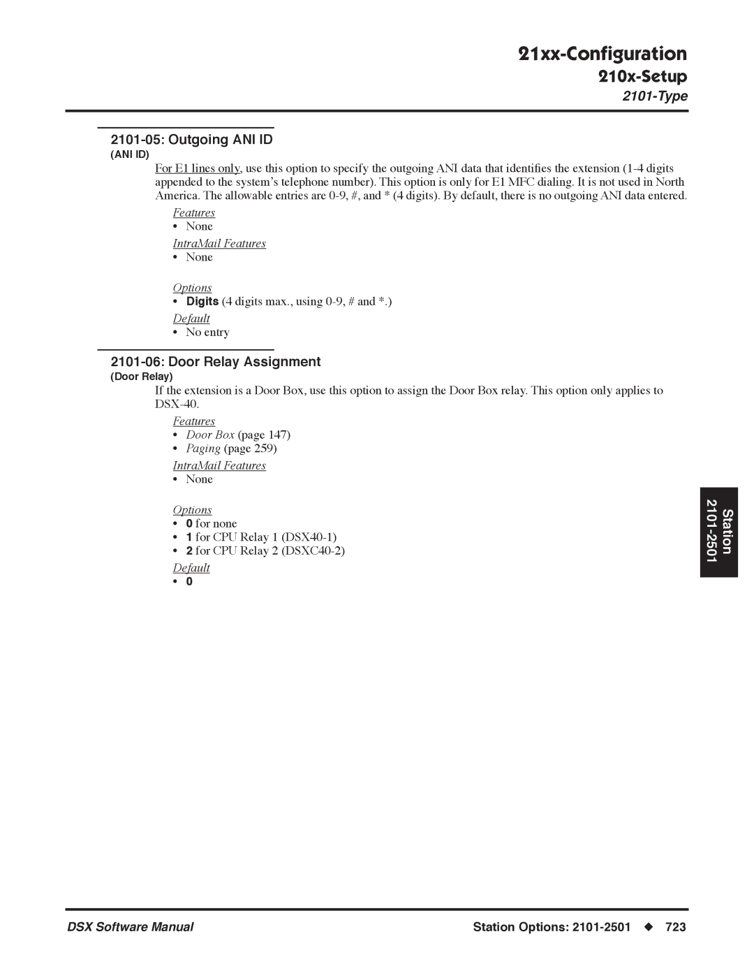 NEC P, N 1093100 software manual Outgoing ANI ID, Door Relay Assignment 