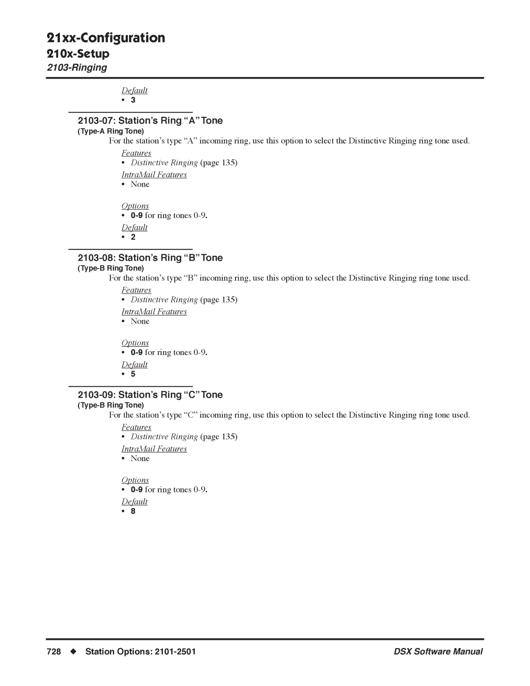 NEC N 1093100, P software manual Station’s Ring ATone, Station’s Ring BTone, Station’s Ring CTone 