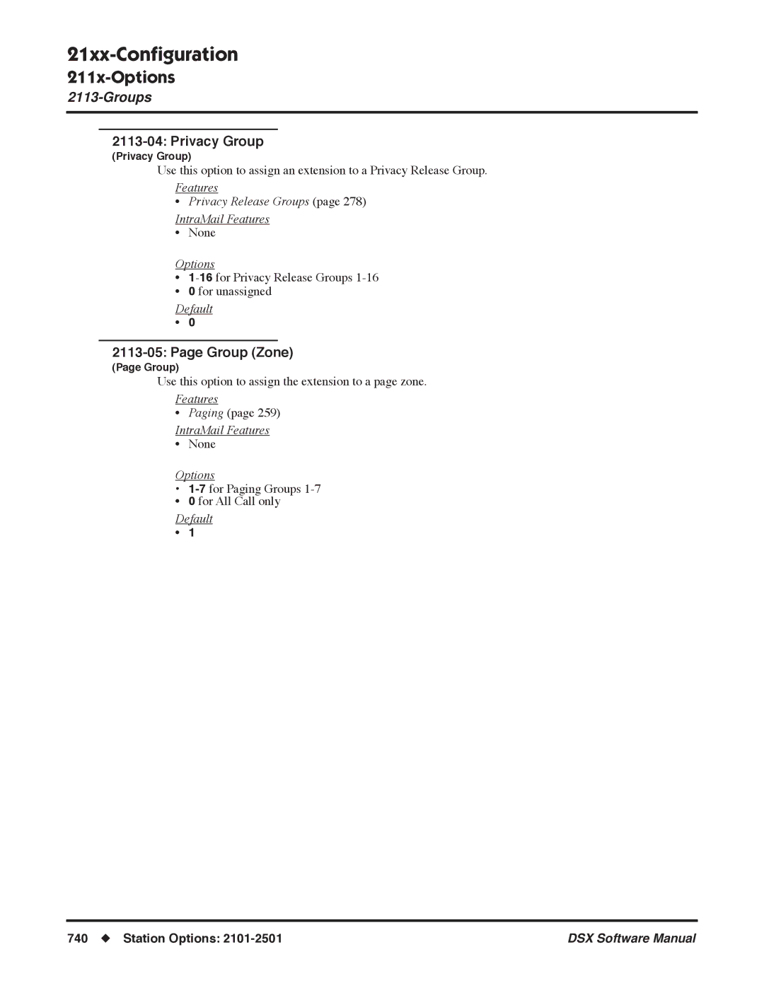 NEC N 1093100 software manual Privacy Group, Group Zone, Features Privacy Release Groups IntraMail Features 