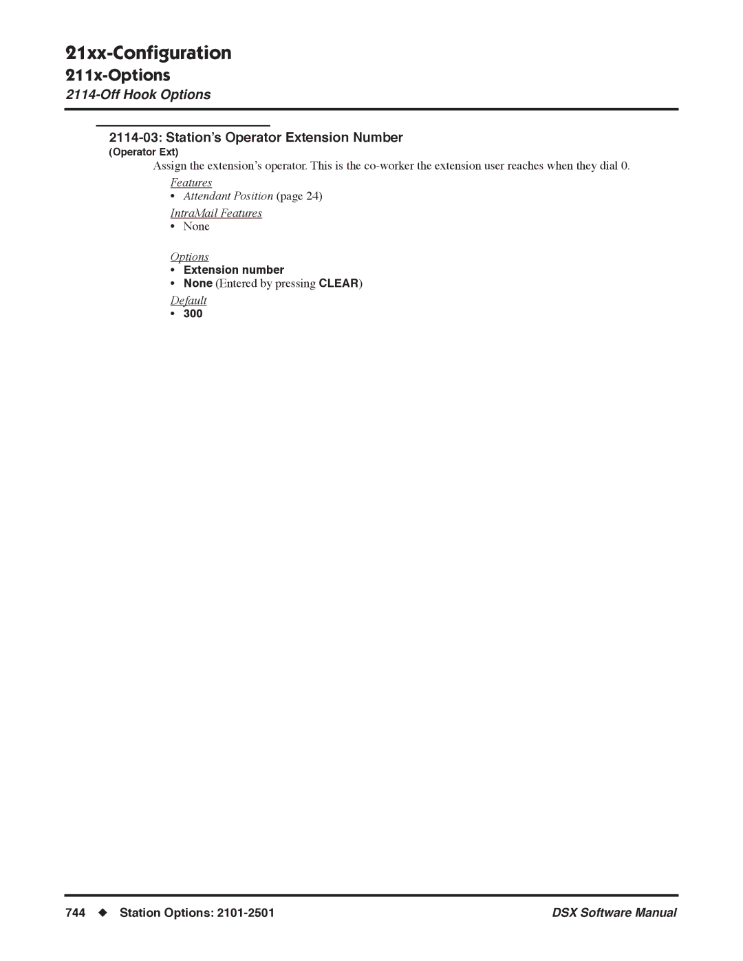 NEC N 1093100, P software manual Station’s Operator Extension Number, Station Options 