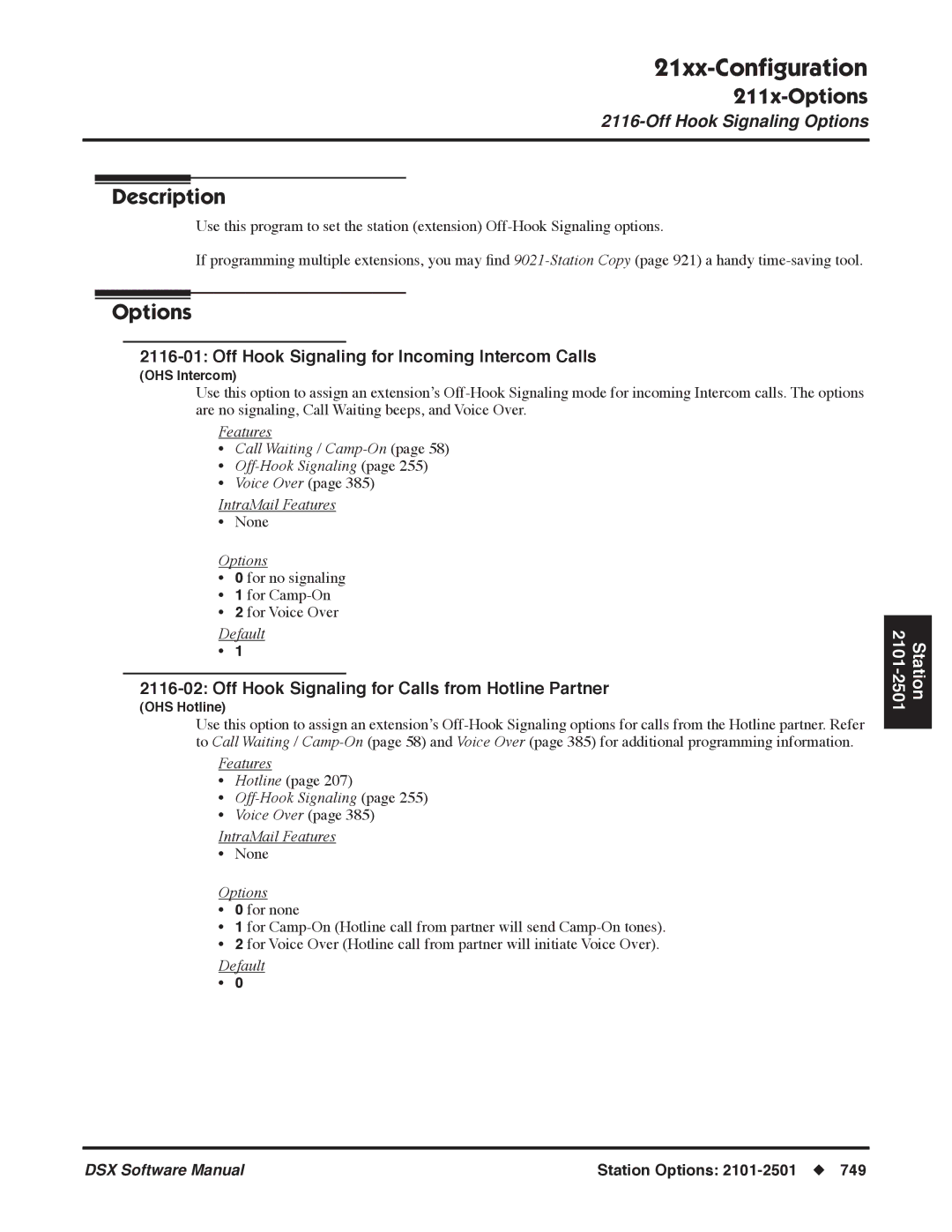 NEC N 1093100 Off Hook Signaling for Incoming Intercom Calls, Off Hook Signaling for Calls from Hotline Partner 