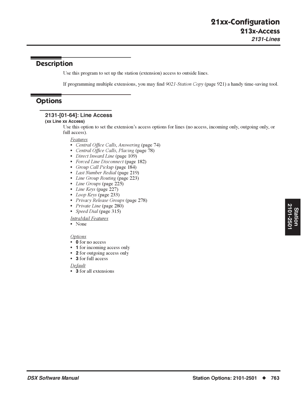 NEC P, N 1093100 software manual Line Access 