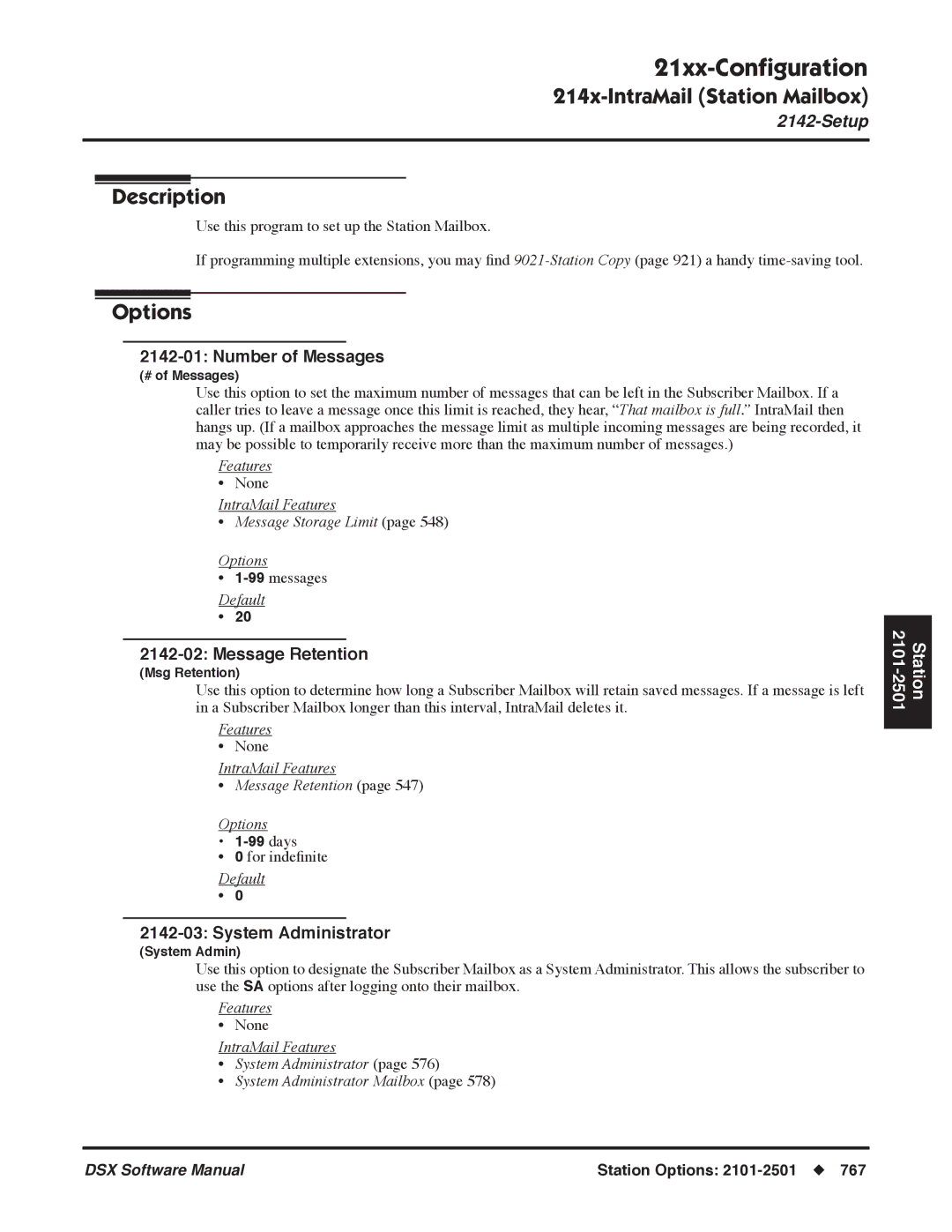 NEC P, N 1093100 software manual Number of Messages, Message Retention, System Administrator, Days 