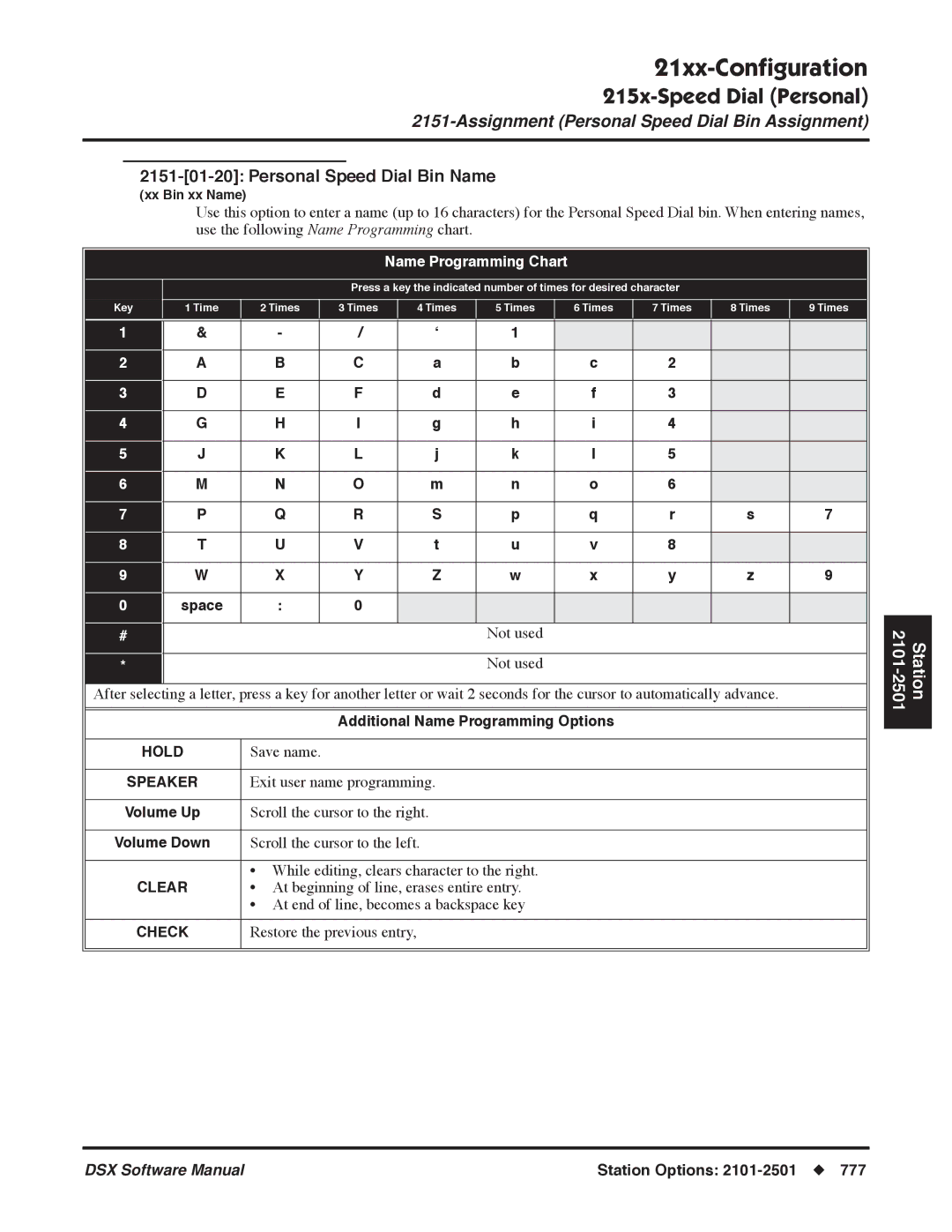 NEC N 1093100 software manual Personal Speed Dial Bin Name, Additional Name Programming Options 