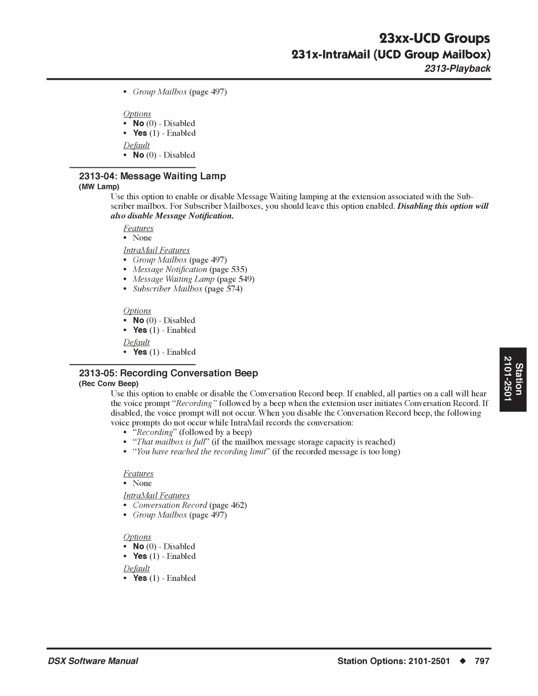 NEC P, N 1093100 software manual Message Waiting Lamp, Group Mailbox Options 