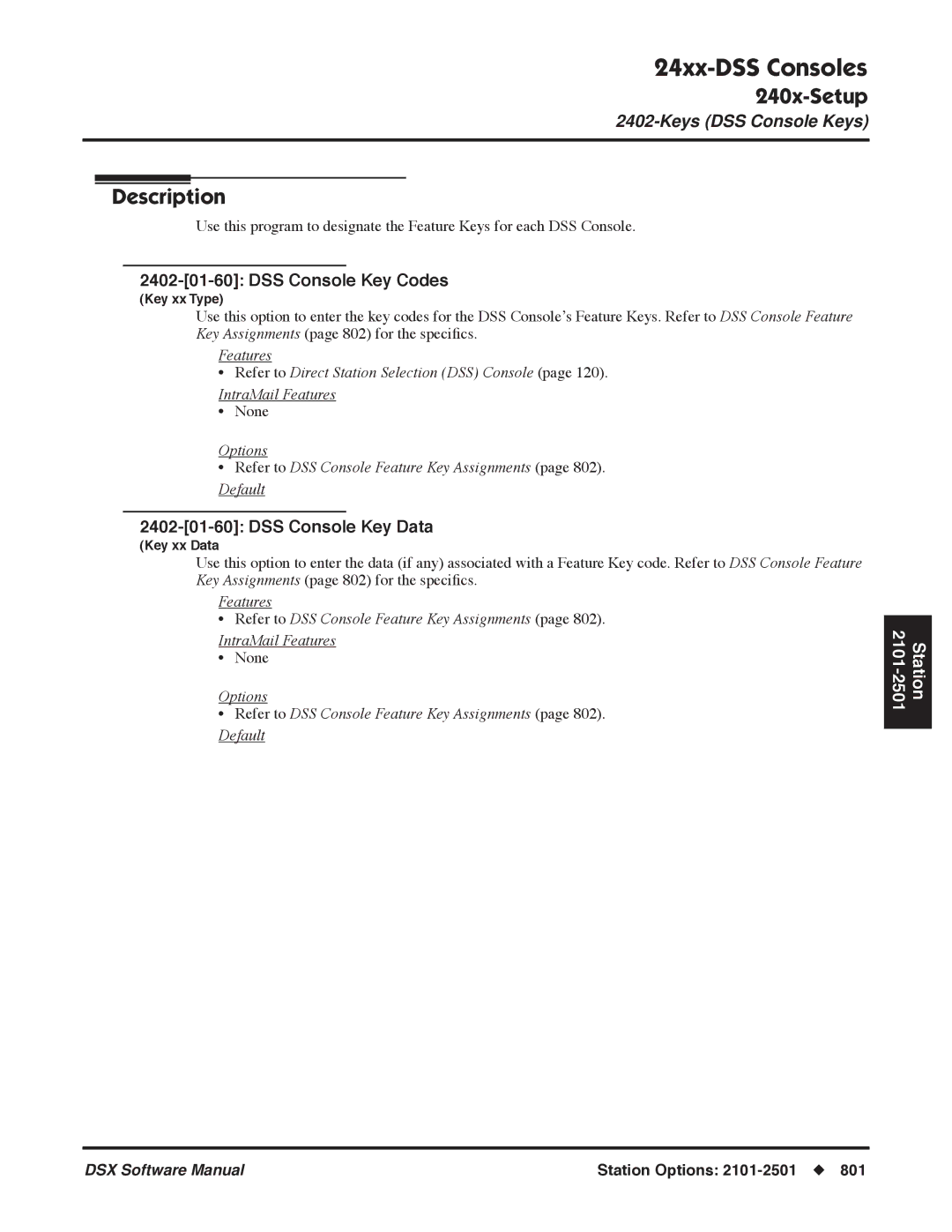 NEC P, N 1093100 software manual DSS Console Key Codes, DSS Console Key Data 