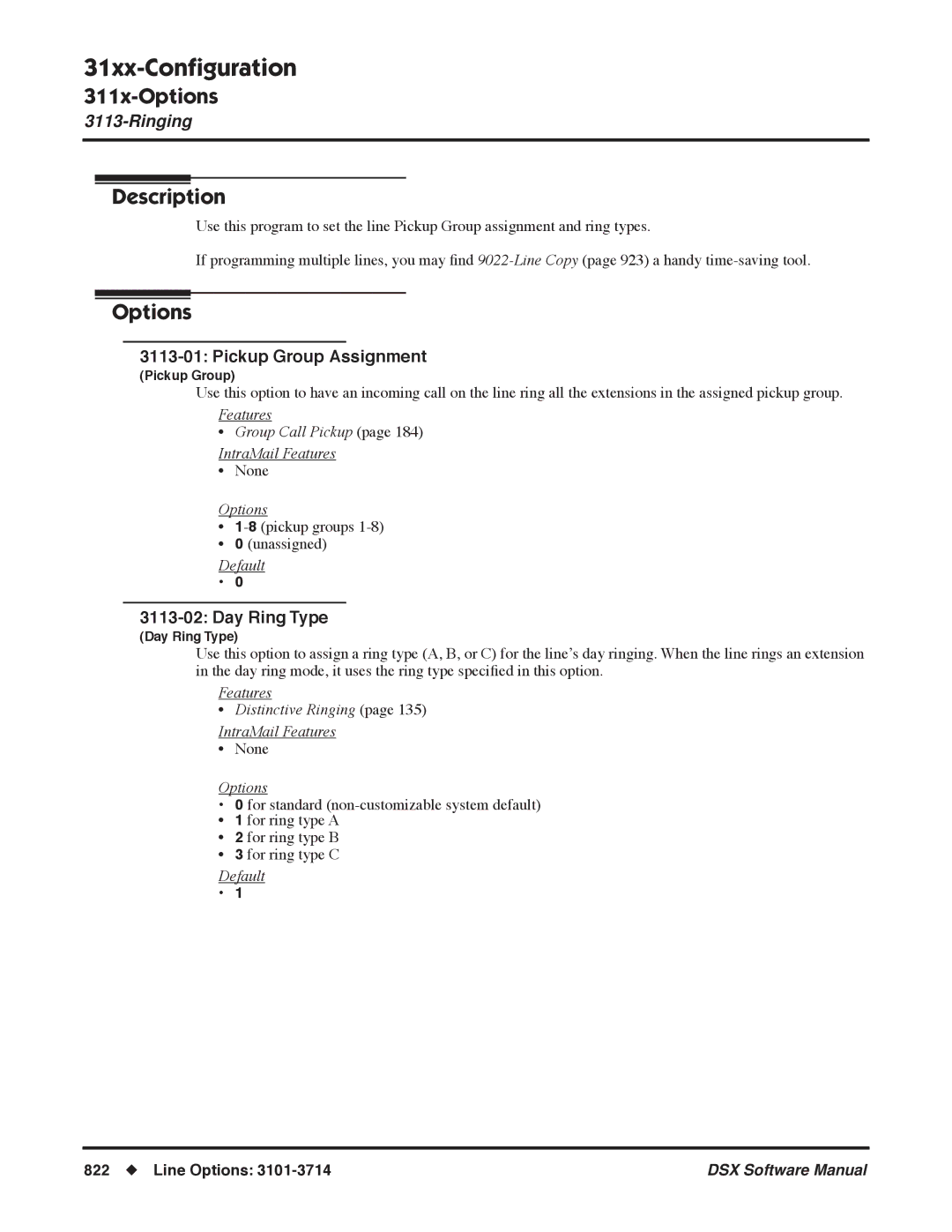 NEC N 1093100 software manual Pickup Group Assignment, Features Group Call Pickup IntraMail Features 