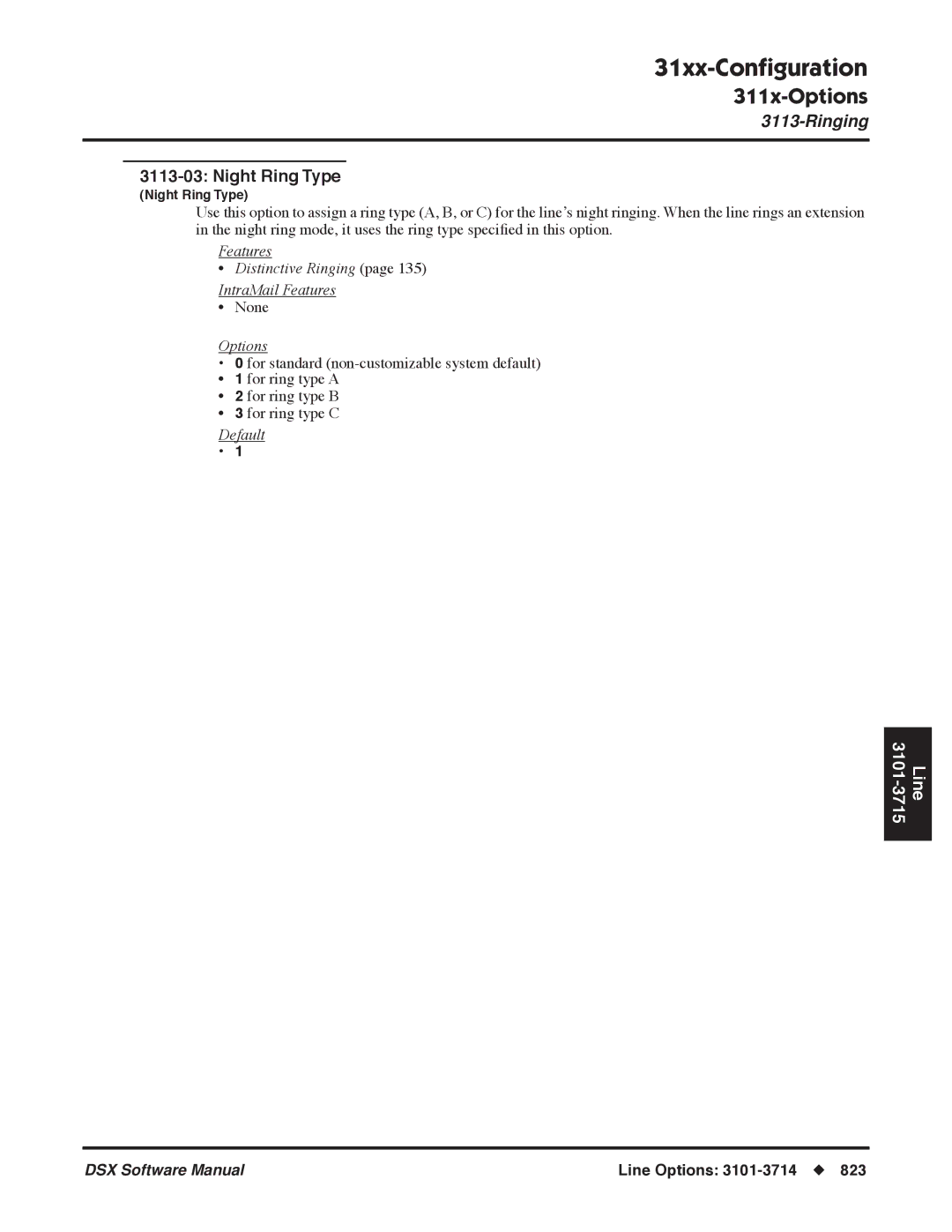 NEC P, N 1093100 software manual Night Ring Type 