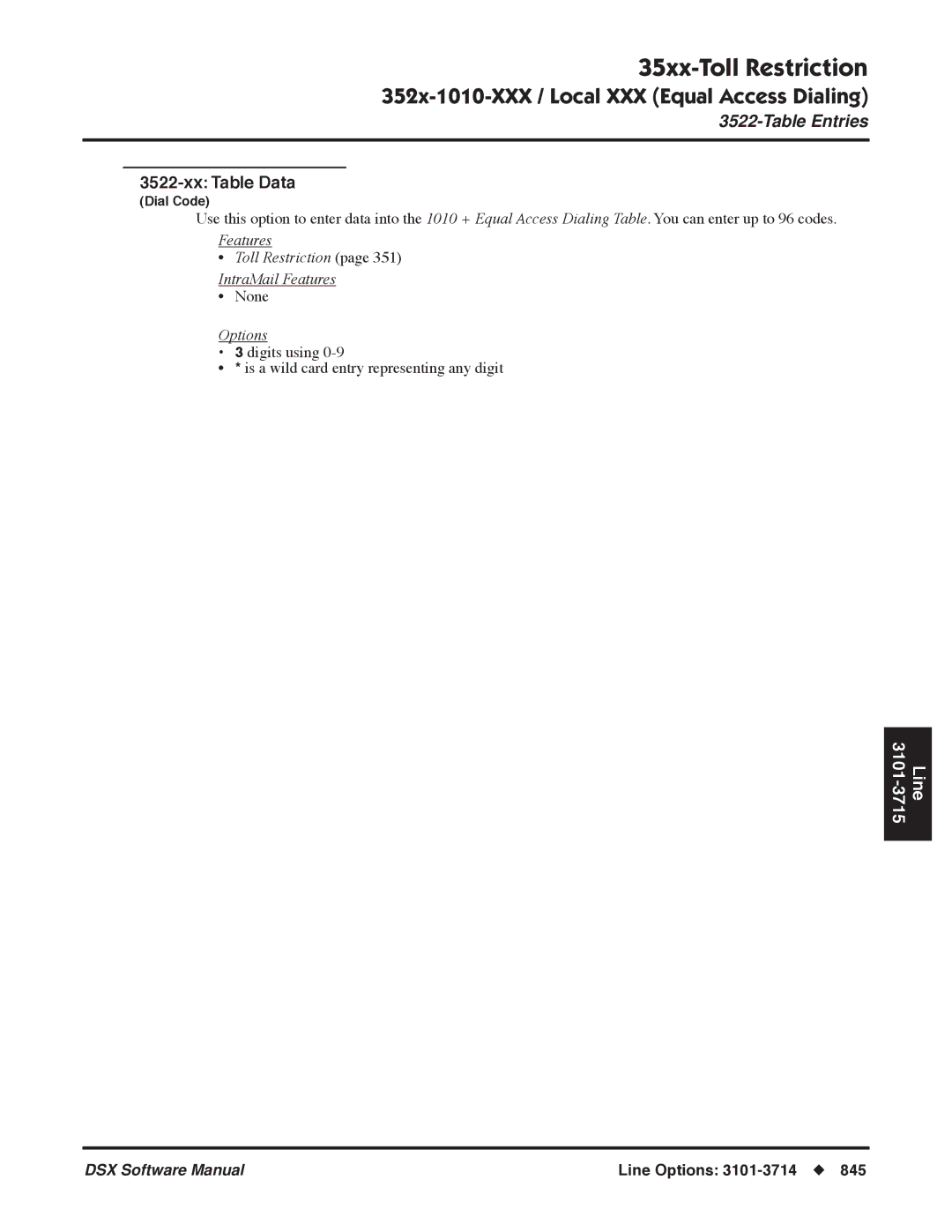 NEC P, N 1093100 software manual Table Entries, Xx Table Data 