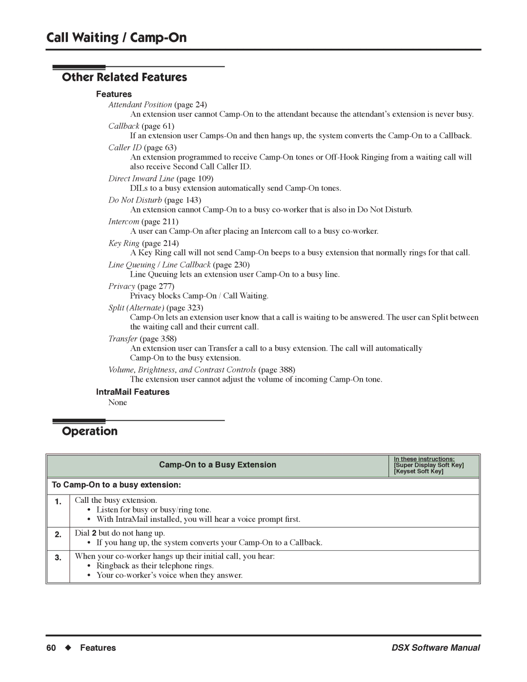 NEC N 1093100, P software manual Split Alternate, Camp-On to a Busy Extension, To Camp-On to a busy extension 