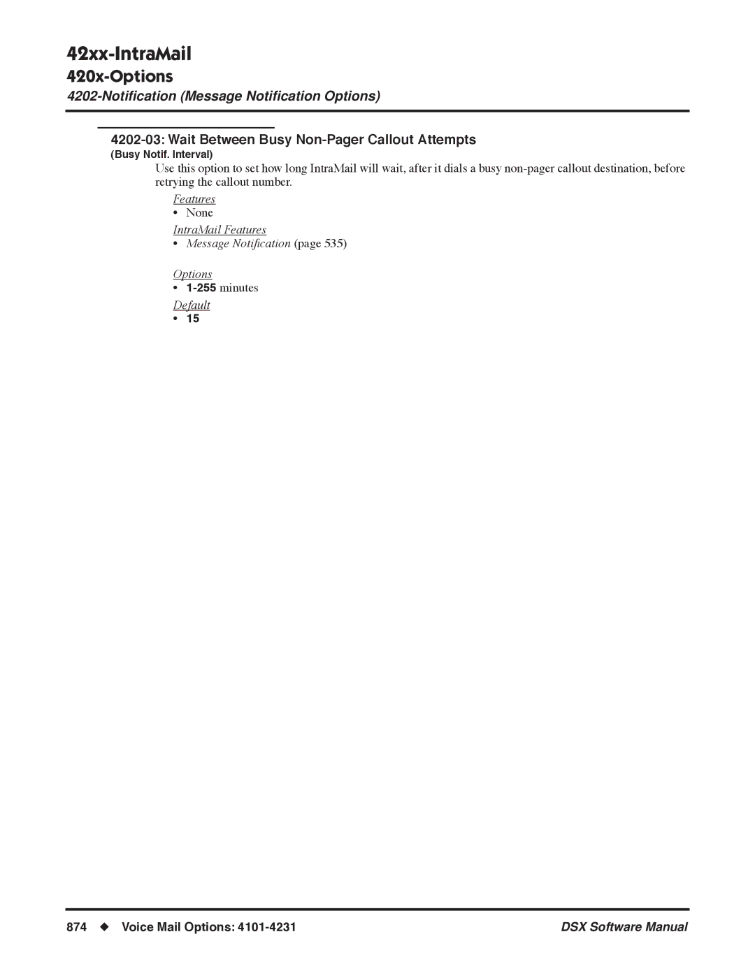 NEC N 1093100 software manual Wait Between Busy Non-Pager Callout Attempts 