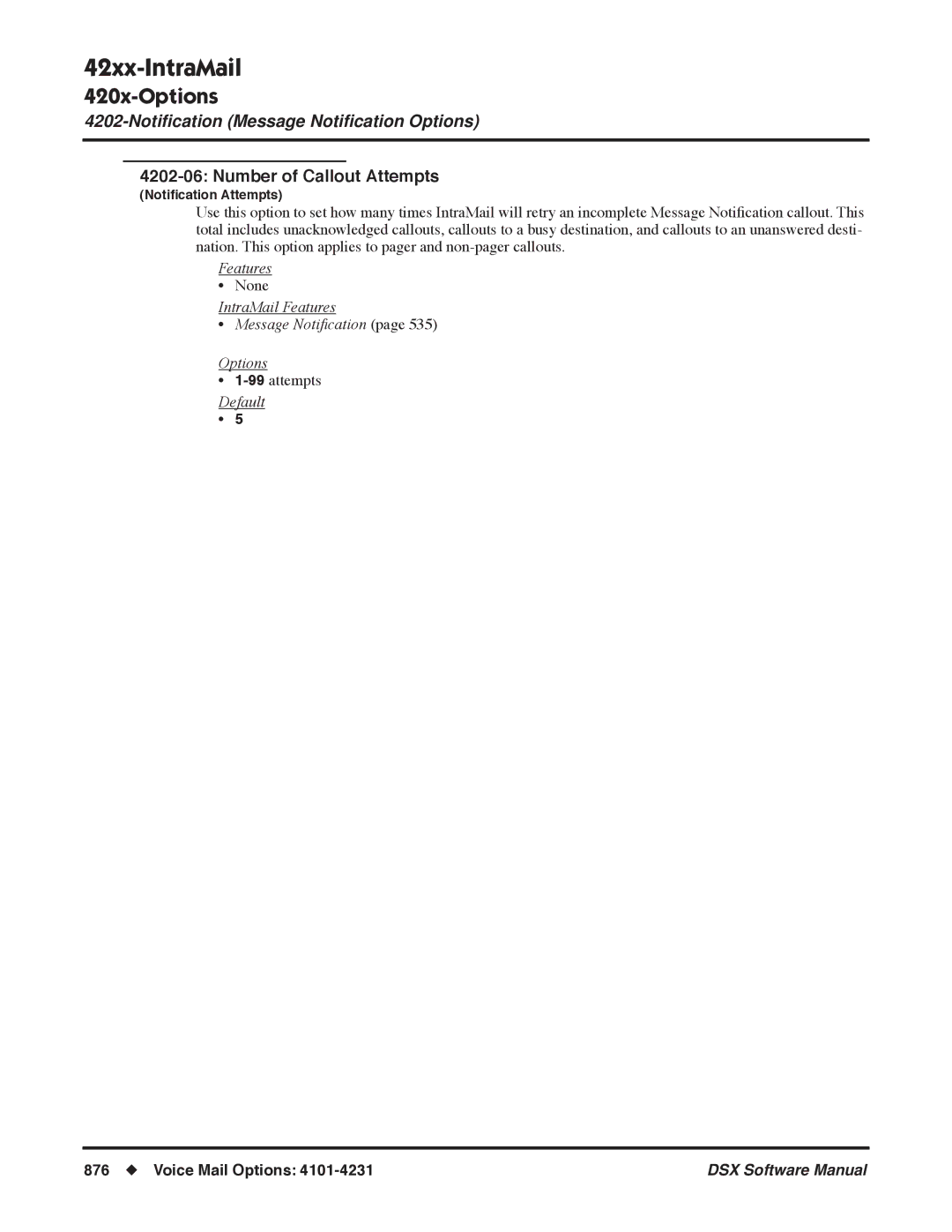 NEC N 1093100, P software manual Number of Callout Attempts 