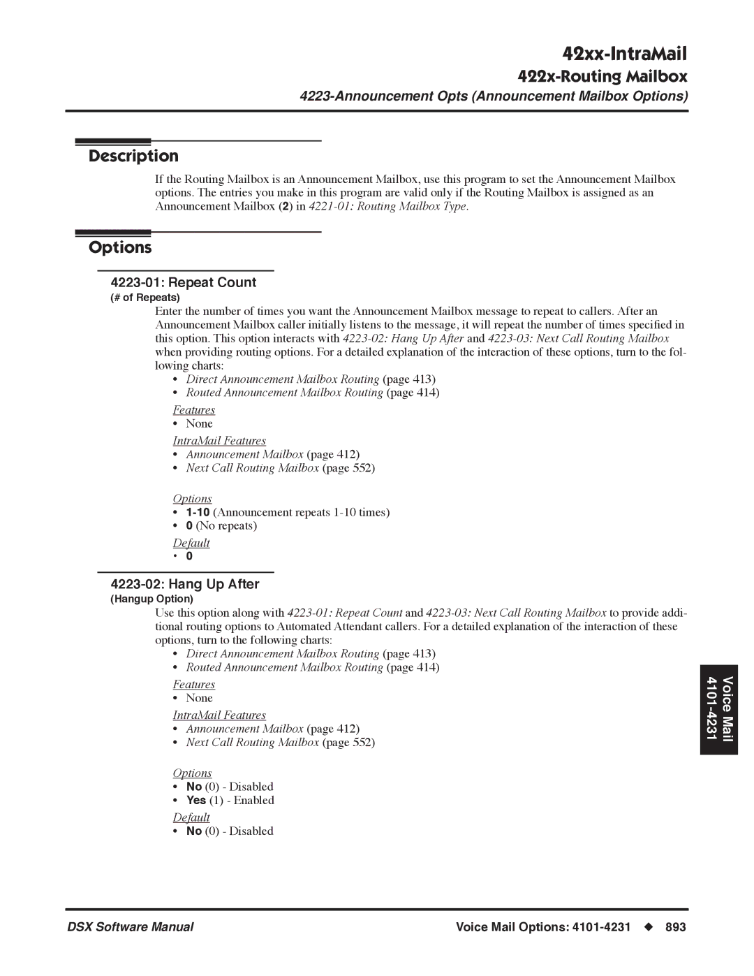 NEC P, N 1093100 software manual Repeat Count, Hang Up After 