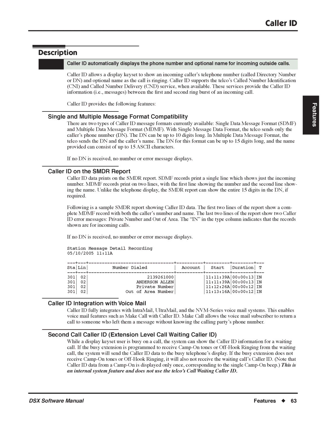 NEC P, N 1093100 software manual Single and Multiple Message Format Compatibility, Caller ID on the Smdr Report 