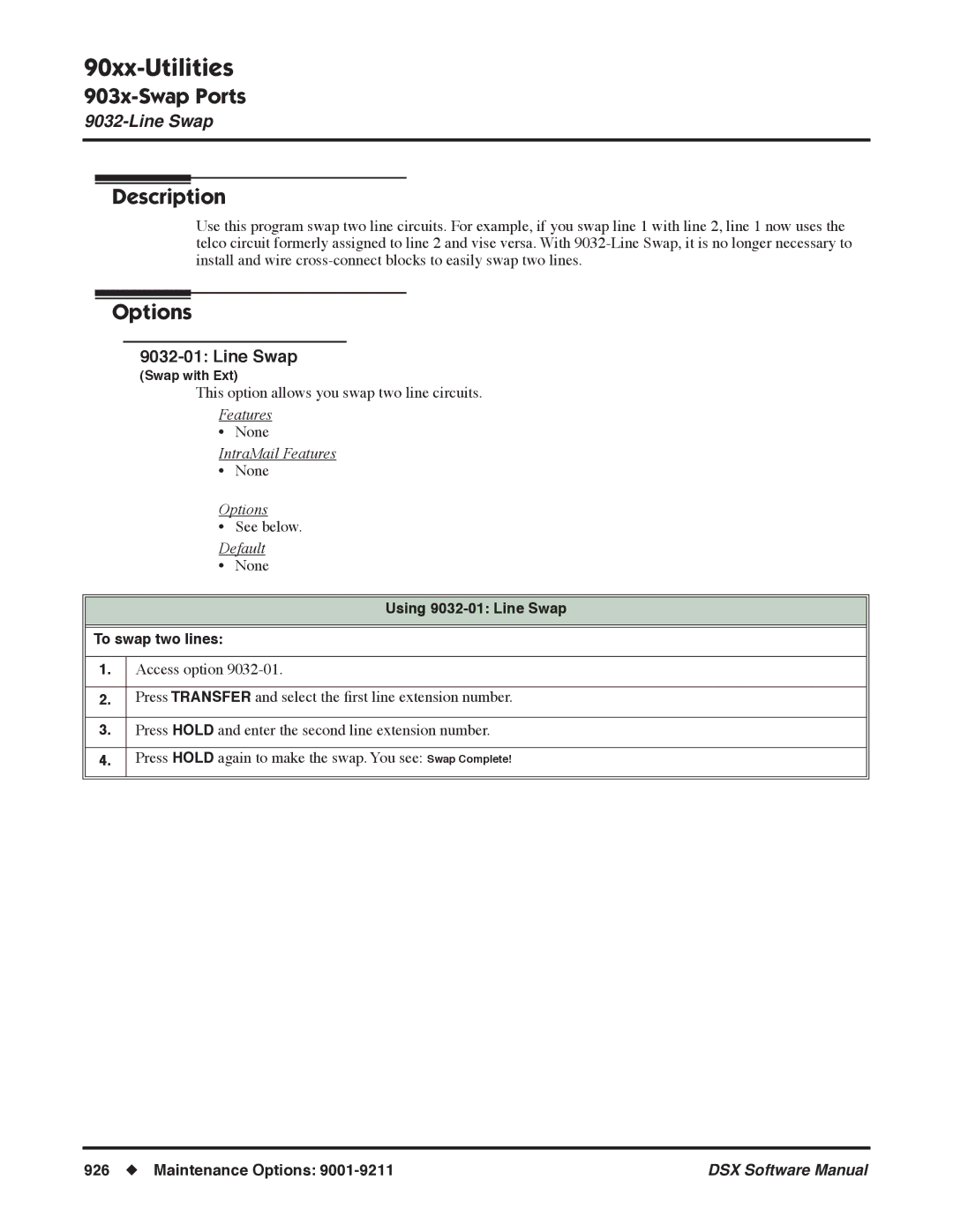 NEC N 1093100, P software manual Using 9032-01 Line Swap To swap two lines 