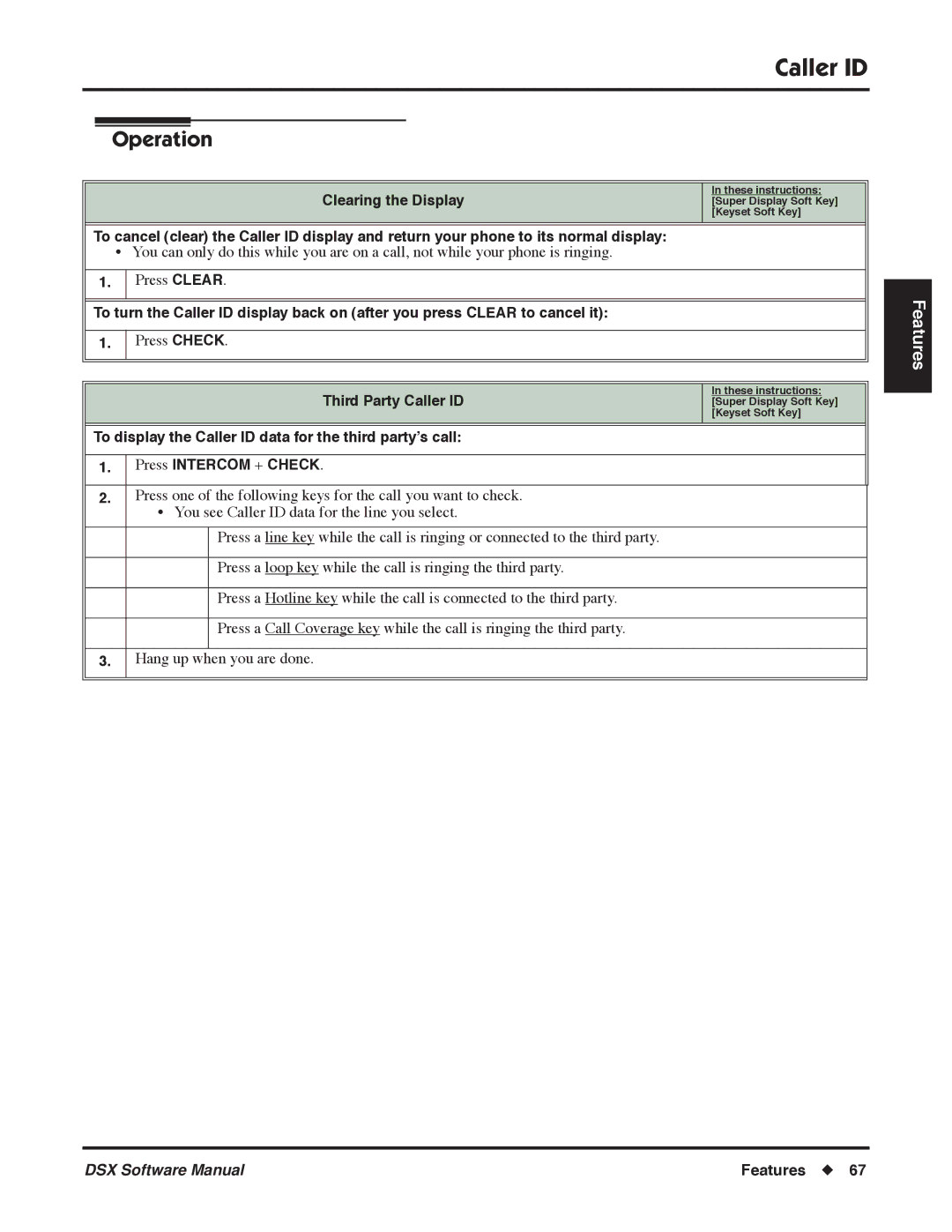 NEC N 1093100 software manual Press Check, Third Party Caller ID 