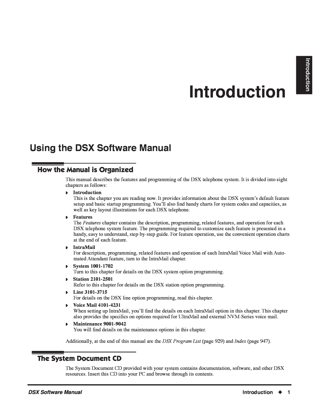 NEC P Introduction, Using the DSX Software Manual, How the Manual is Organized, The System Document CD, Features, Station 