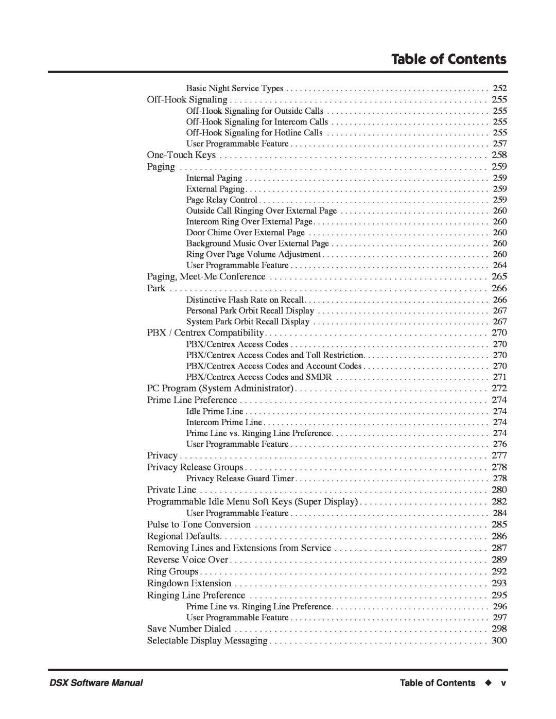 NEC P, N 1093100 software manual Table of Contents, Off-HookSignaling 