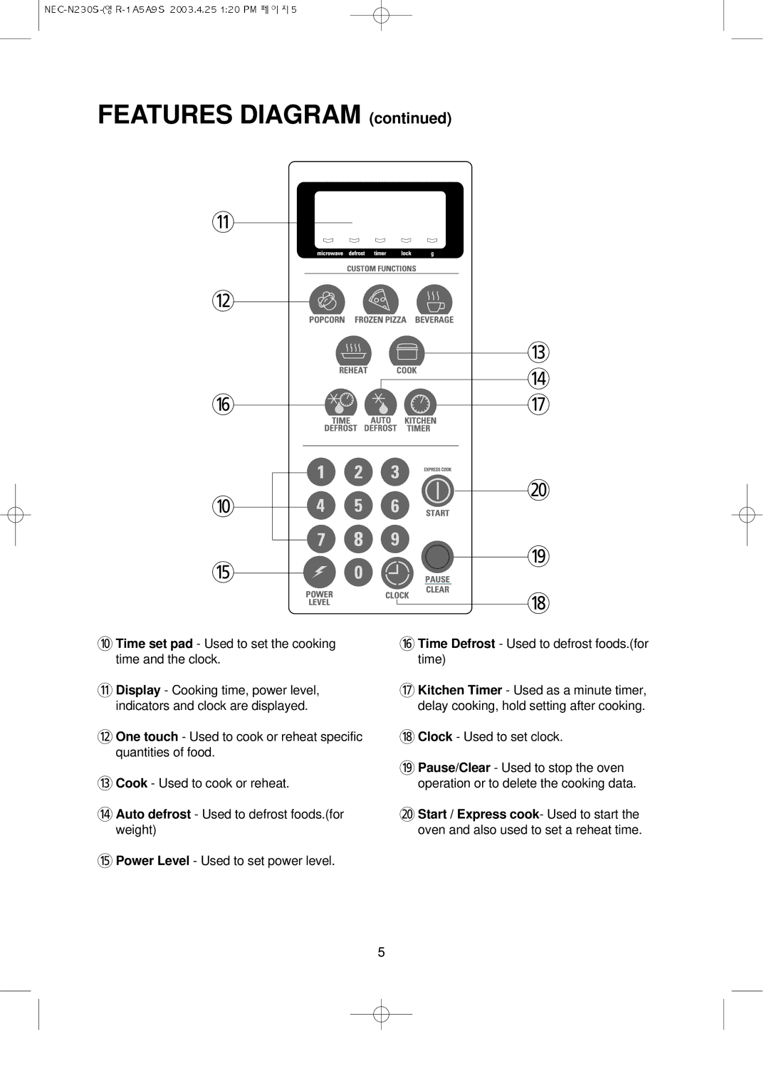 NEC N230S manual Features Diagram 