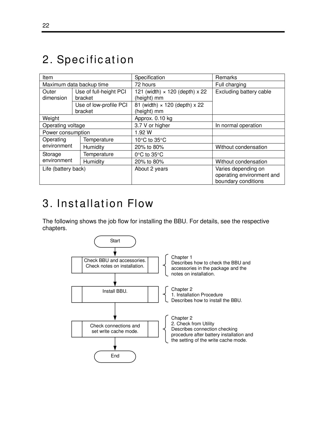 NEC N8103-102 manual Specification, Installation Flow 