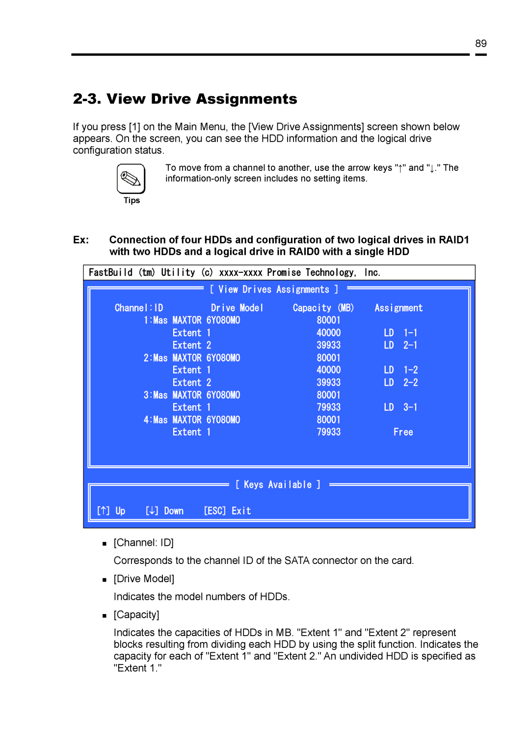 NEC N8103-89 manual With two HDDs and a logical drive in RAID0 with a single HDD 