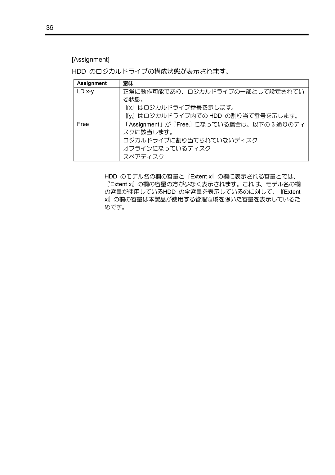 NEC N8103-89 manual „ Assignment, Hdd のロジカルドライブの構成状態が表示されます。 