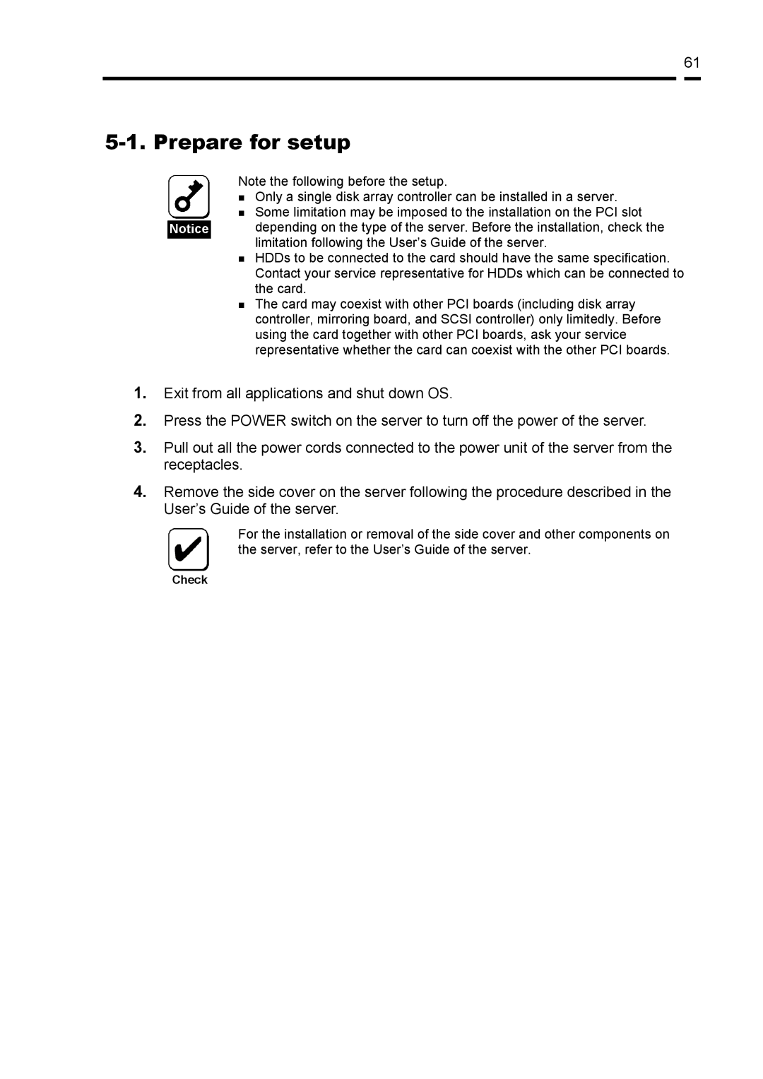 NEC N8103-89 manual Prepare for setup 