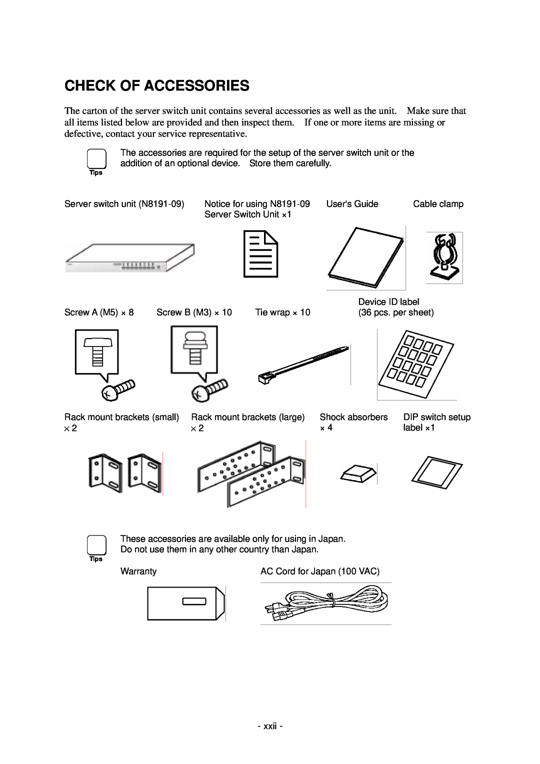 NEC N8191-09 manual Check Of Accessories 