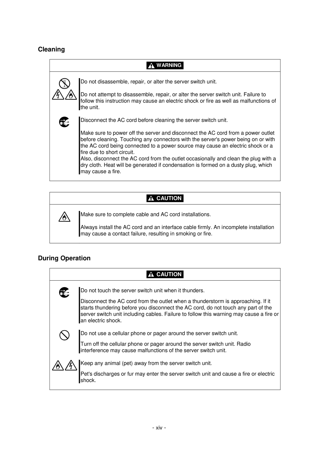 NEC N8191-09 manual Cleaning, During Operation 