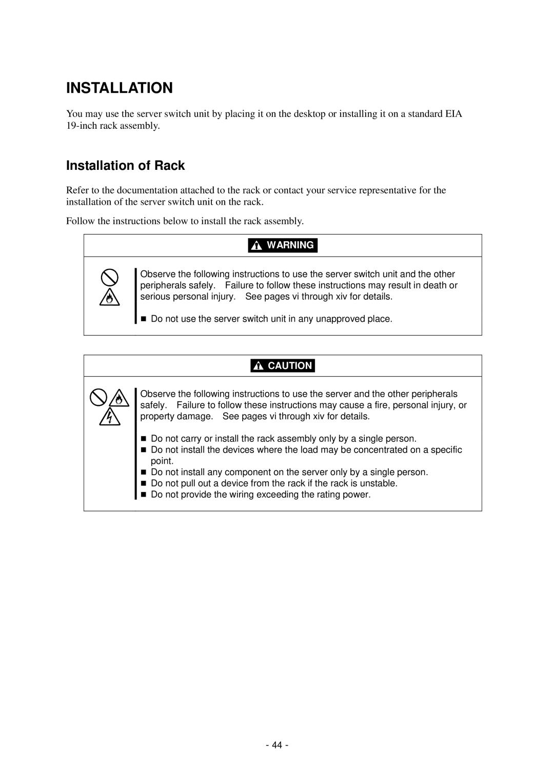 NEC N8191-09 manual Installation of Rack 