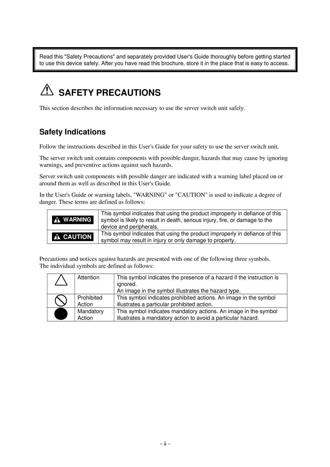 NEC N8191-09 manual Safety Precautions, Safety Indications 