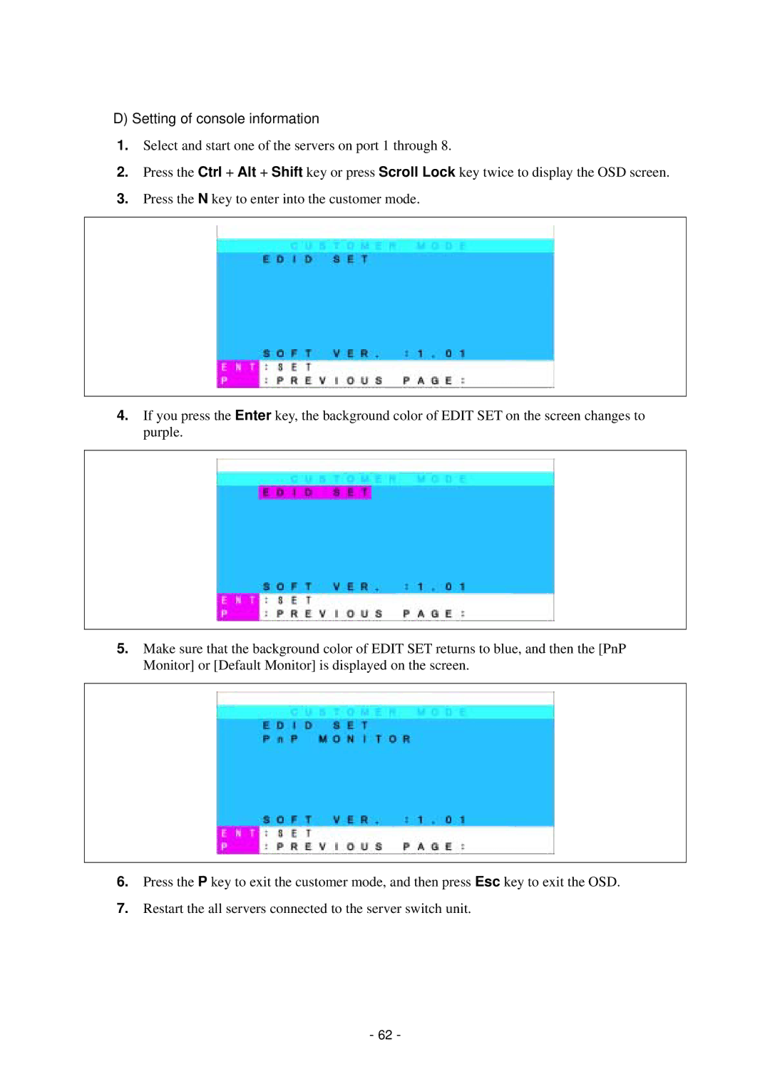 NEC N8191-09 manual Setting of console information 