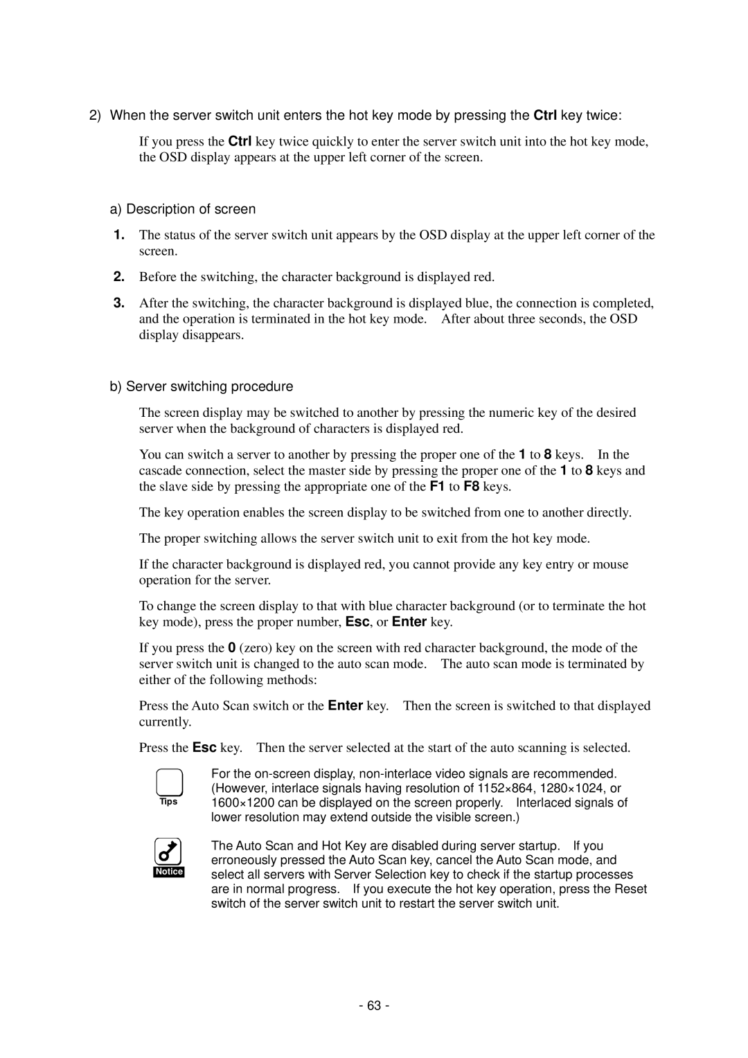 NEC N8191-09 manual Description of screen, Server switching procedure 