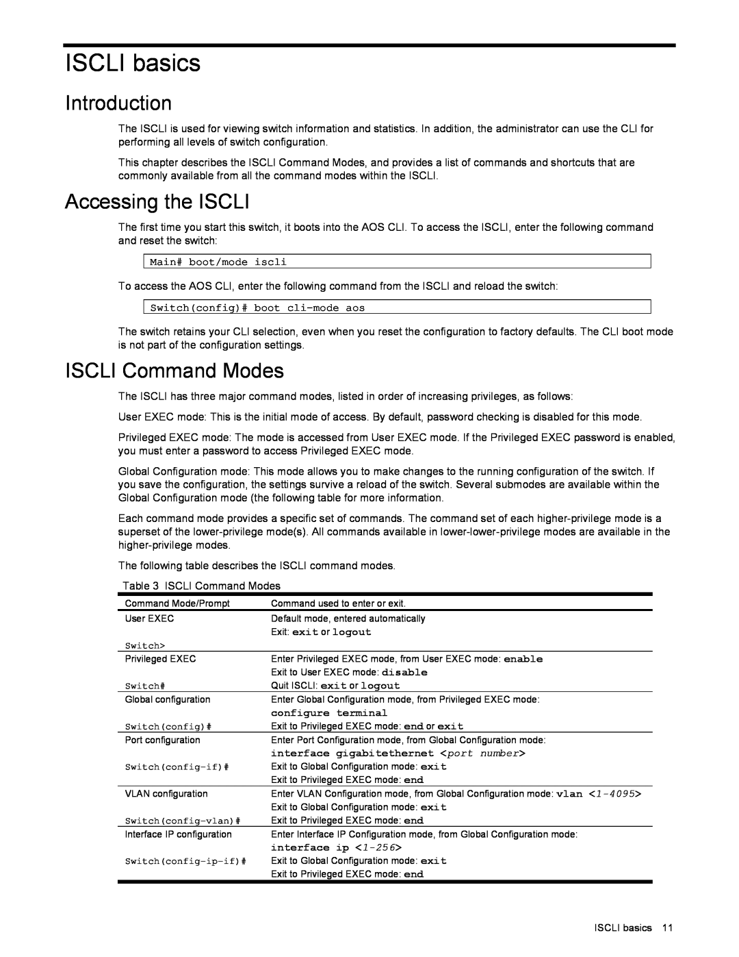 NEC N8406-022 manual ISCLI basics, Accessing the ISCLI, ISCLI Command Modes, Introduction 