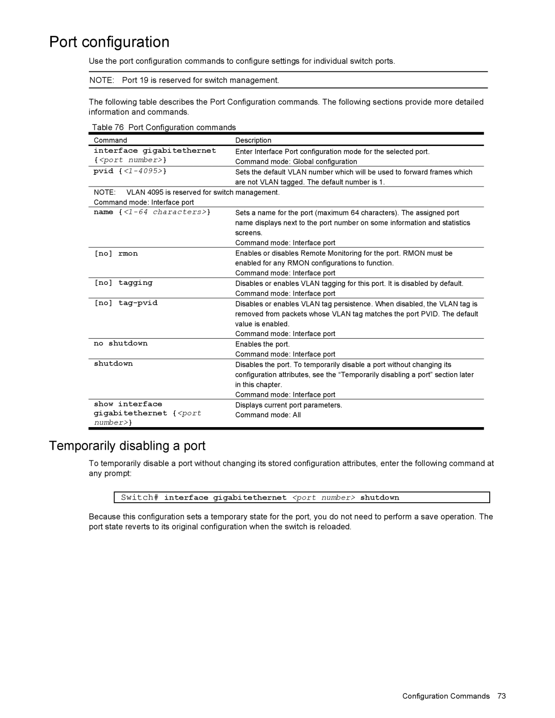 NEC N8406-022 manual Port configuration, Temporarily disabling a port 