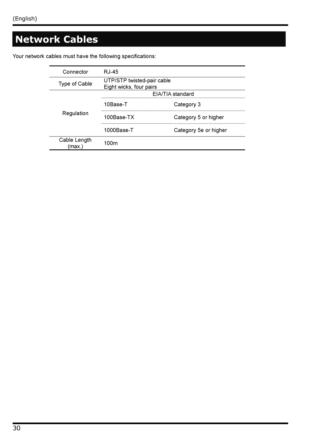 NEC N8406-022 manual Network Cables 