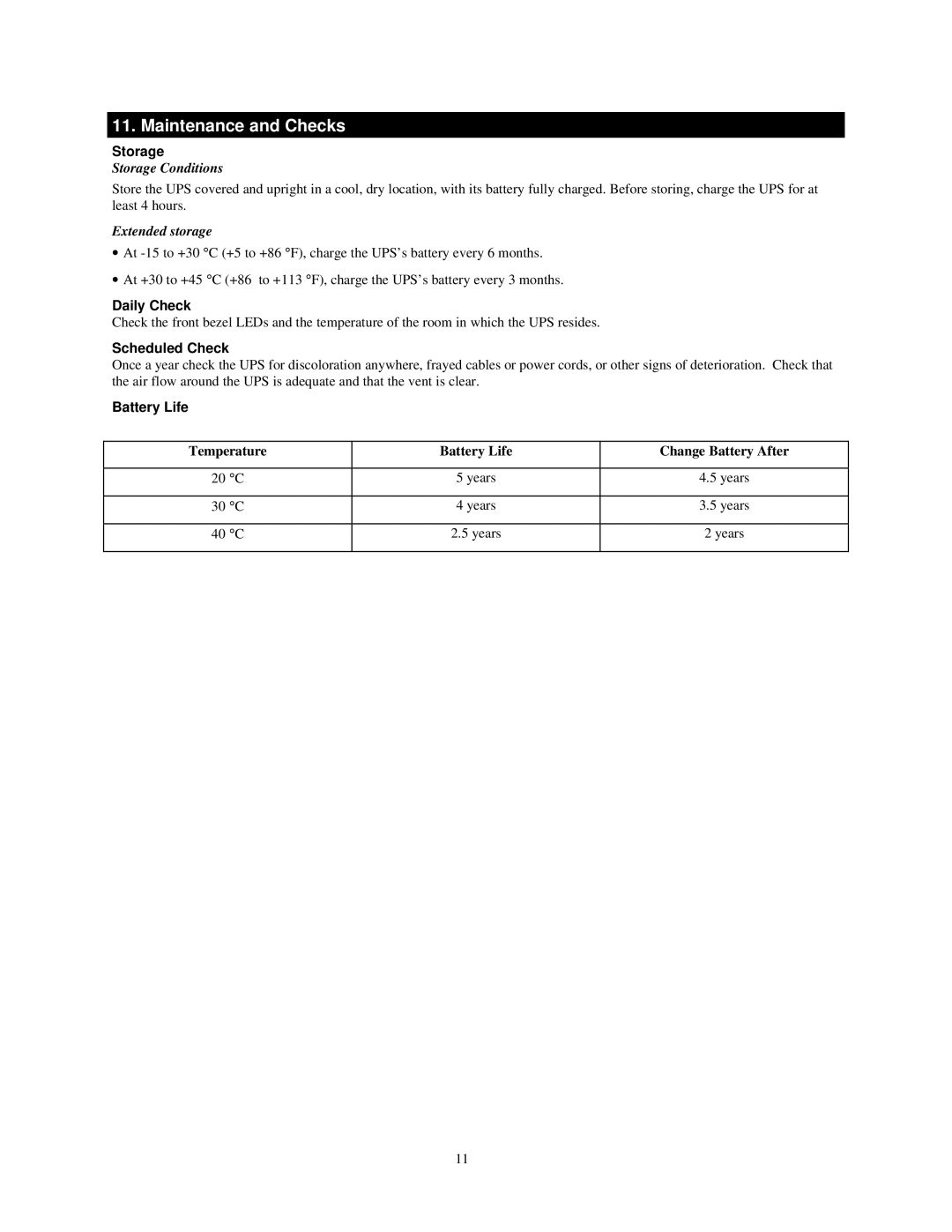 NEC N8580-31 user manual Maintenance and Checks, Storage, Daily Check, Scheduled Check, Battery Life 